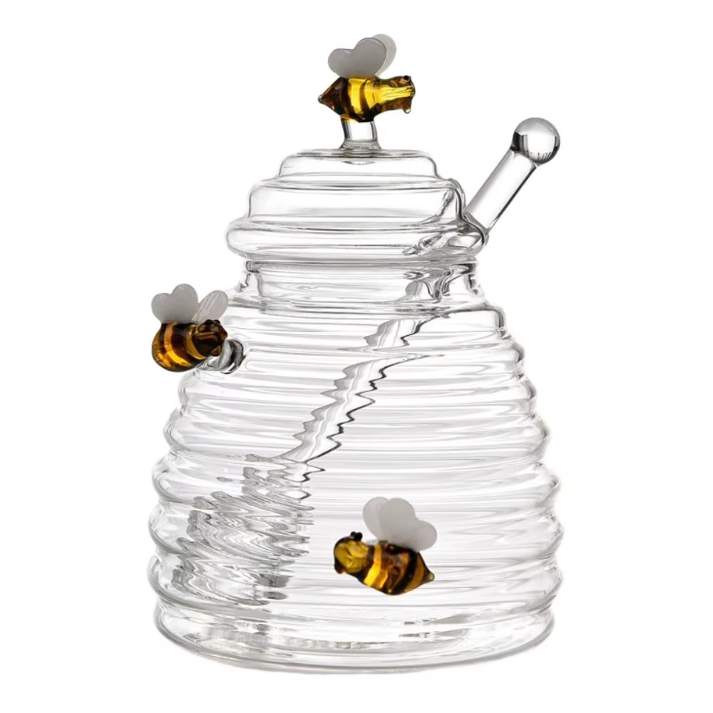 Pot d'abeille Transparent conique, réservoir Unique en nid d'abeille en forme de nid d'abeille, gran