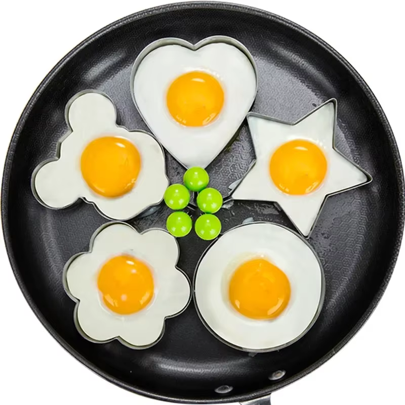 Moule à œufs frits en acier inoxydable, pansement en forme de cœur, petit-déjeuner, anneaux d'omelet