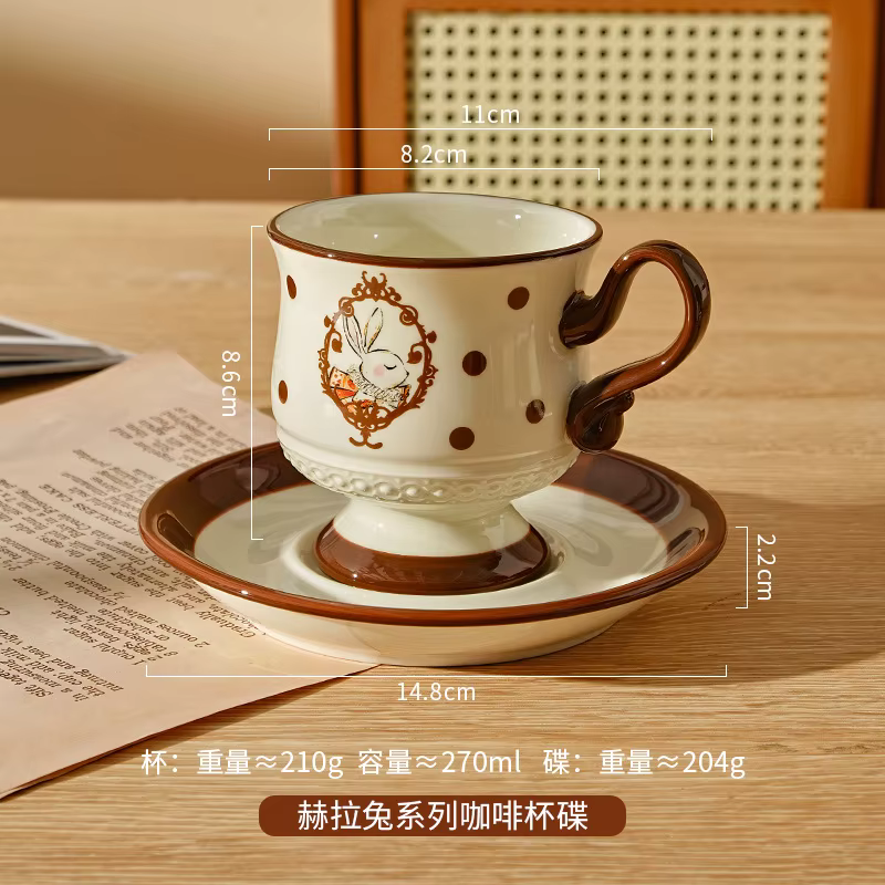 Tasse à café en céramique, lapin mignon français, maquillage de haute beauté pour la maison, tasses