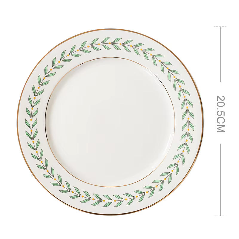 Ensemble de soucoupes à café à feuilles vertes coréennes, assiette à dîner, belle assiette en cérami