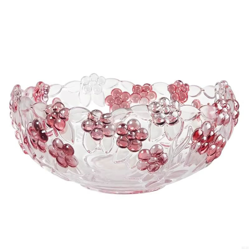 Bol service en verre transparent artistique, boîte rangement d'assiettes collations en forme fleur, 