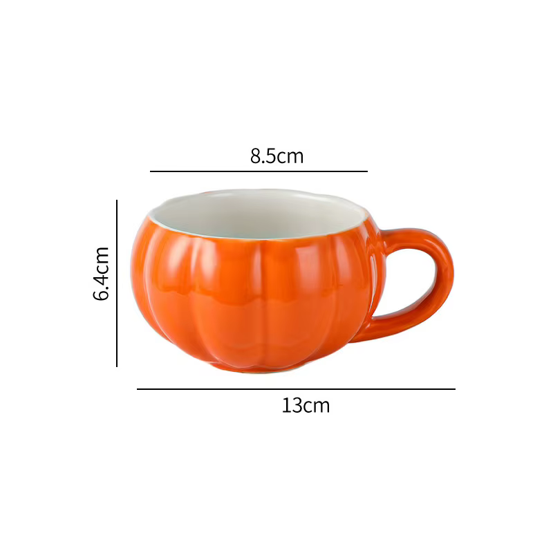 Tasse de citrouille créative d'halloween, tasse en céramique avec cuillère, tasse à soupe avec couve