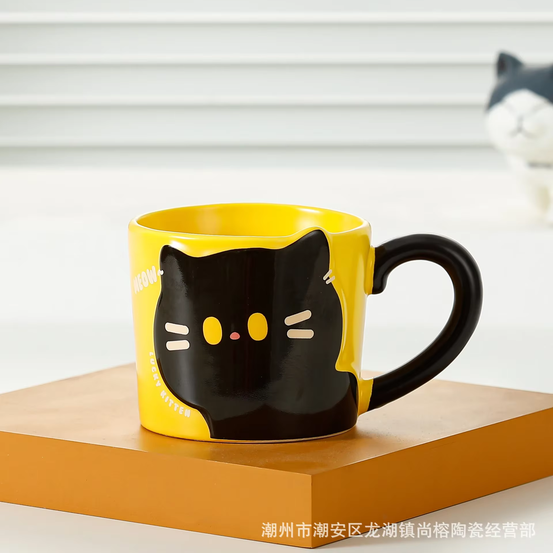 Tasse à café en céramique avec motif de chat de dessin animé japonais, tasse de petit-déjeuner, tass