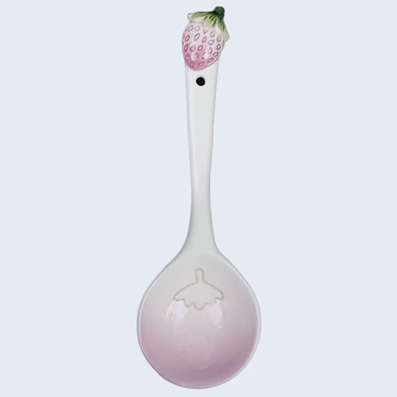 Vaisselle en céramique en Relief série fraise, cuillère à fraises pour boire de la soupe