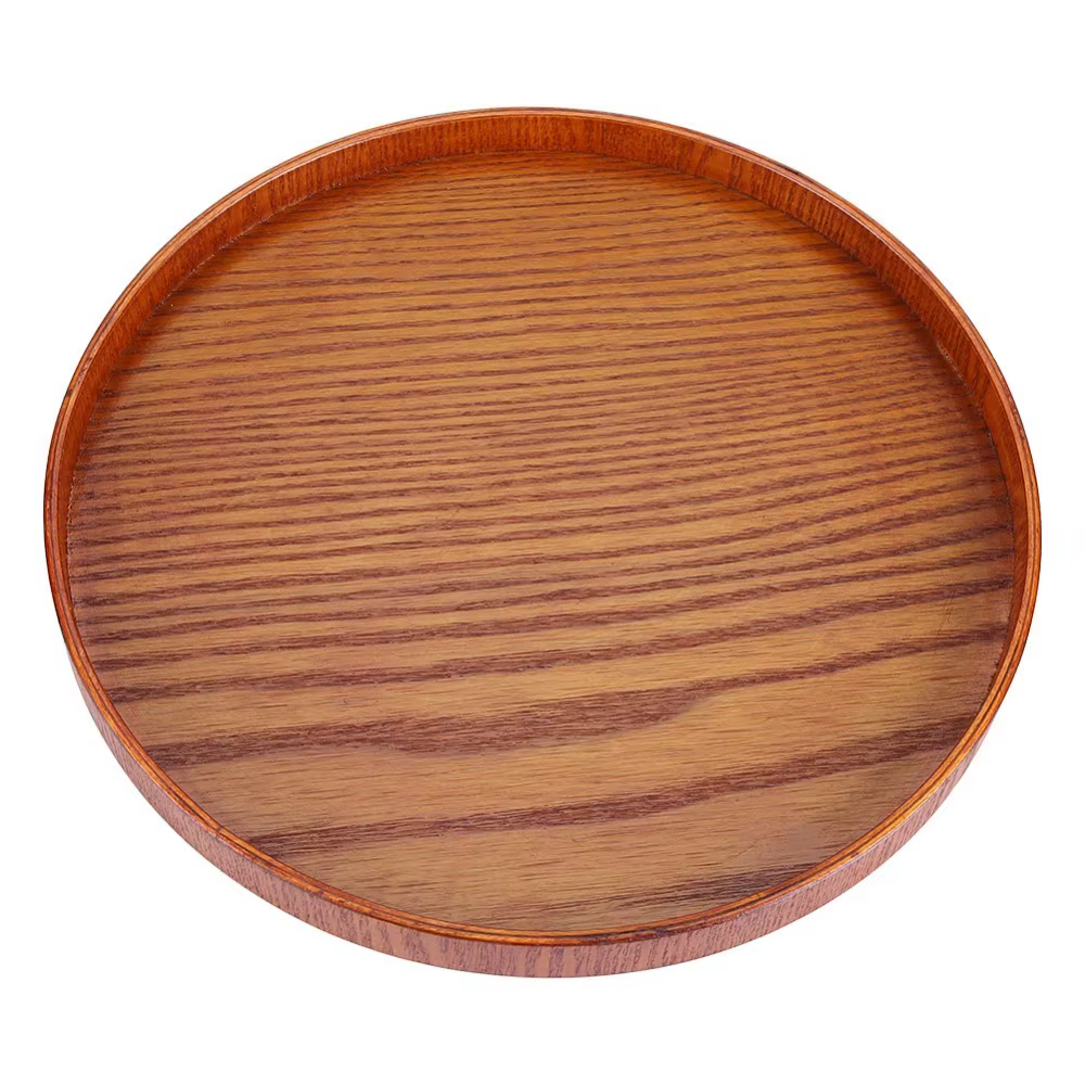 Plateau de service rond en bois, style rustique, plateau rond en bois naturel, grande taille, platea