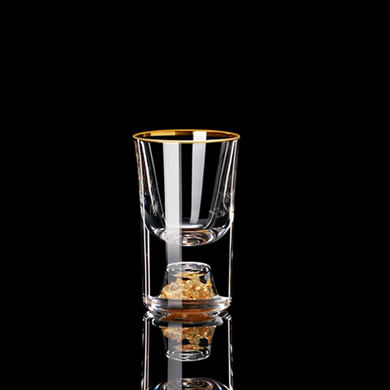 Verre à certifiée en cristal de luxe, verre à saké Shochu, double verre astronomique, feuille d'or, 