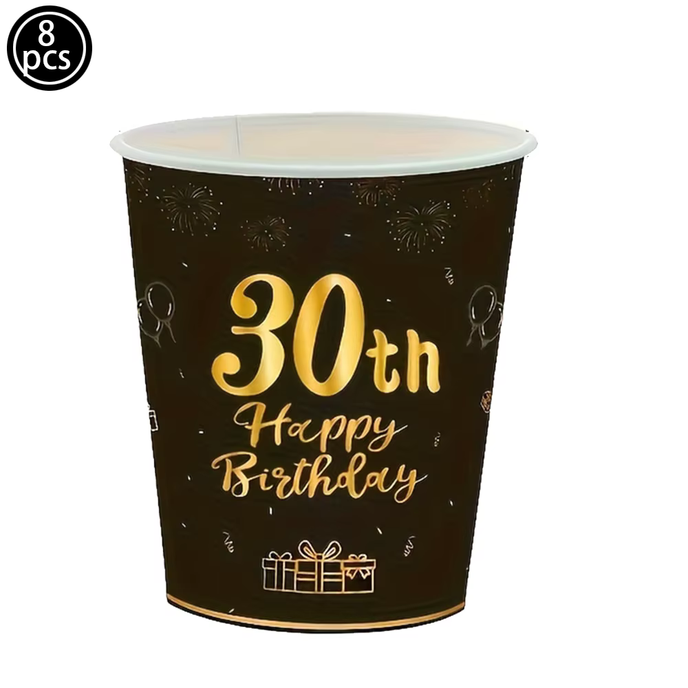 Vaisselle jetable pour hommes et femmes, décor de fête d'anniversaire, 30 40 50 60 ans, fournitures 