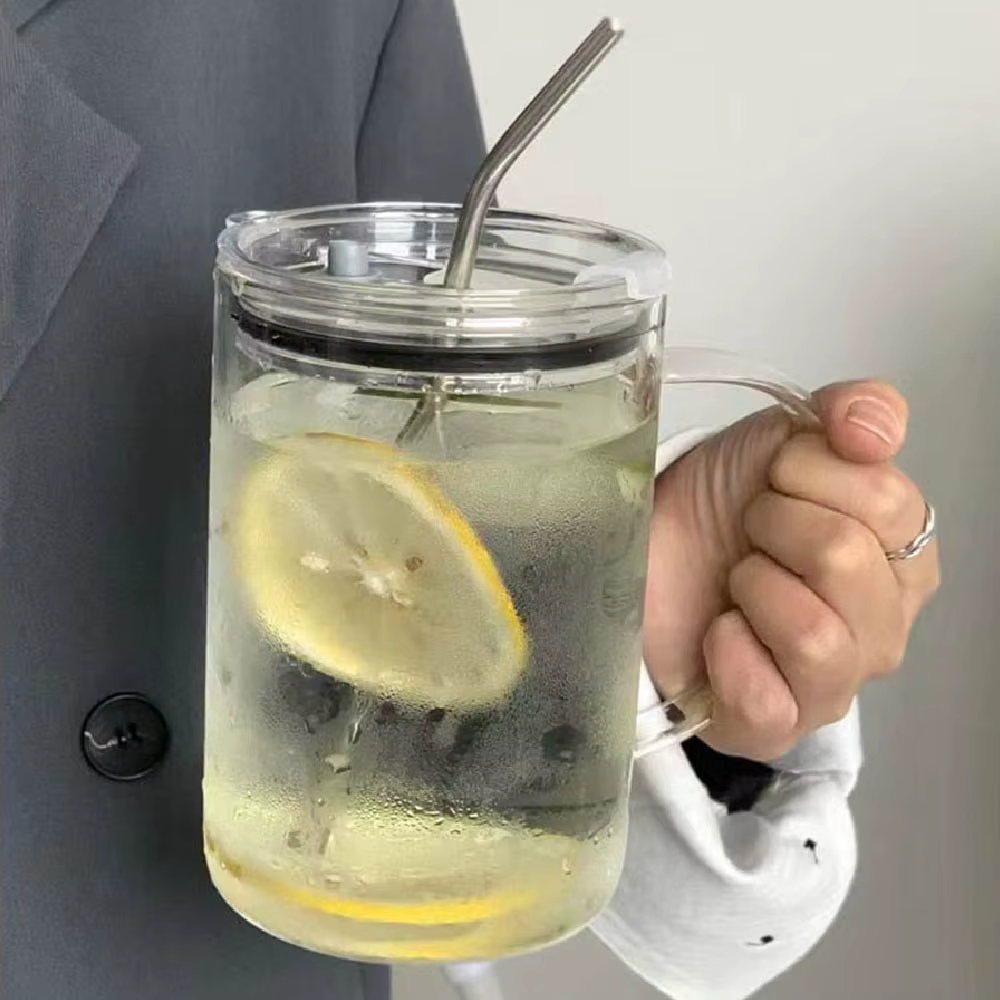 Verre de grande capacité de 32 Oz avec couvercle et paille, verres transparents, tasses à lait migno
