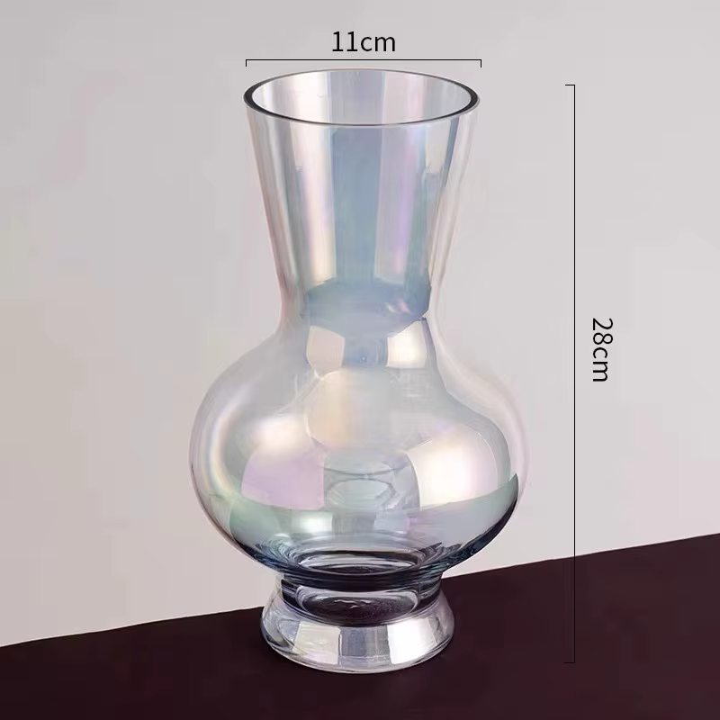 Vase en verre dégradé coloré, pots de fleurs hydroponiques, décoration de bureau, fleurs artificiell