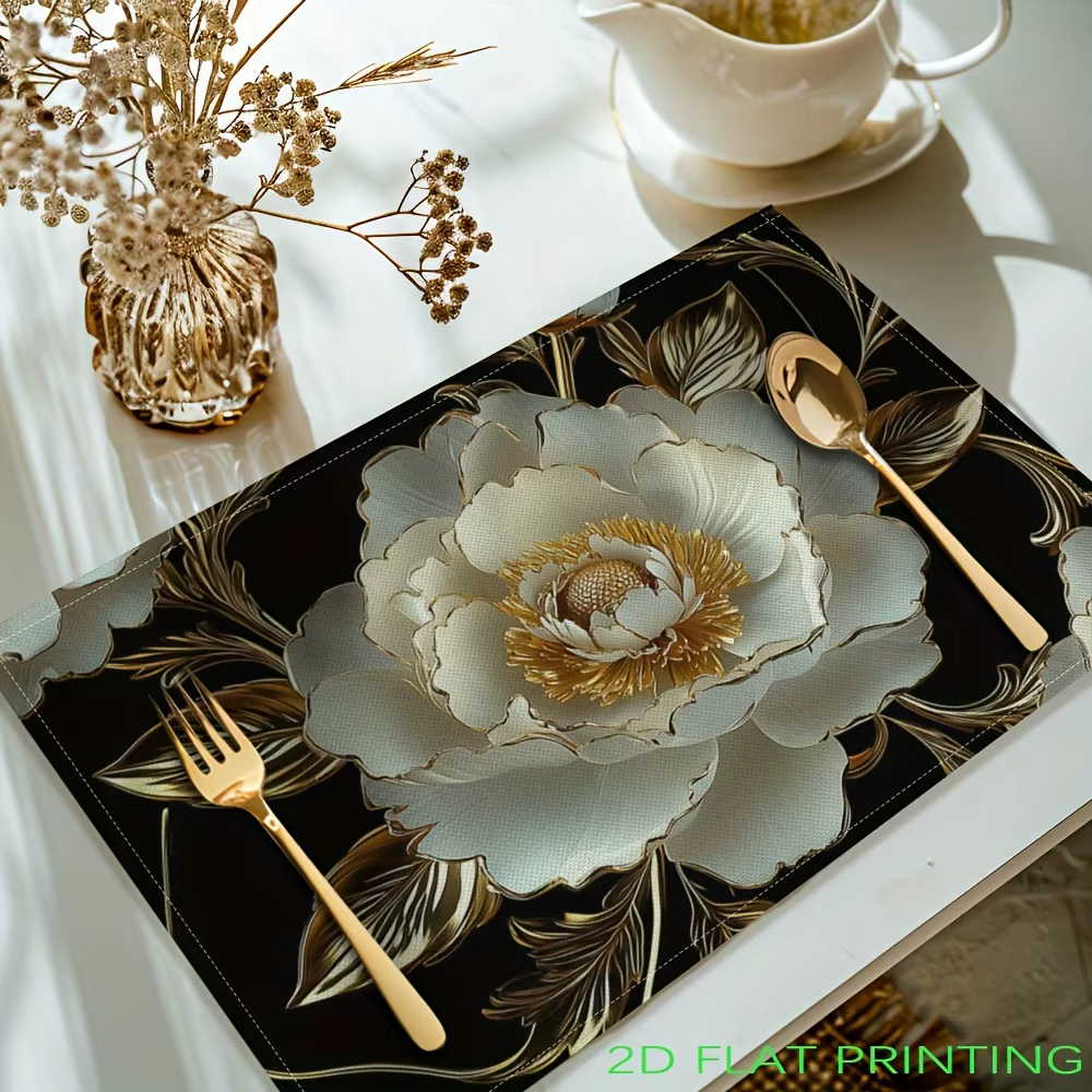 Napperons imprimés de fleurs plates 2D, tapis de Table, napperons lavables pour la décoration de Tab