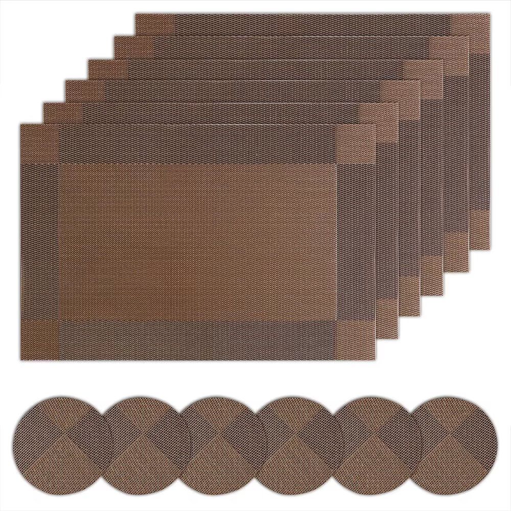Ensemble de 6 sets de table élégants avec dessous de verre, napperons lavables en vinyle pour table 