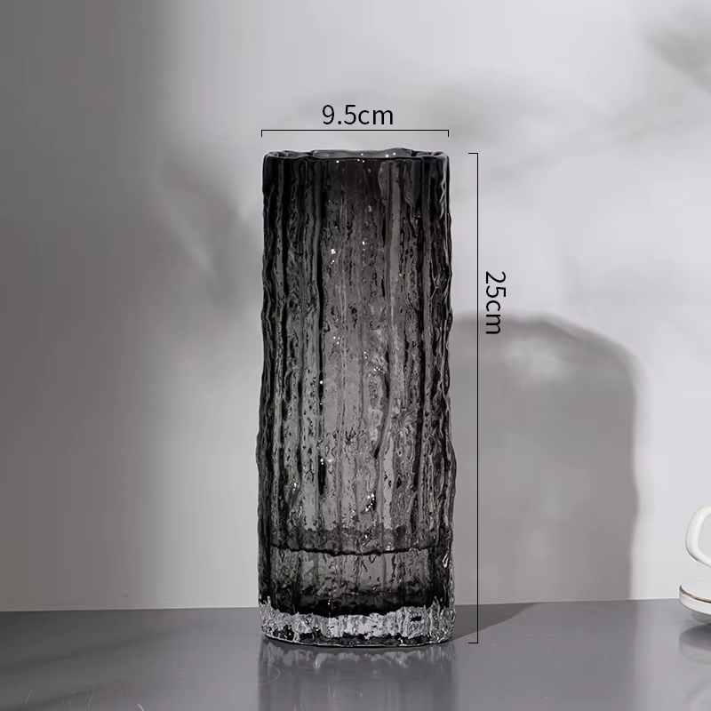 Vase en verre transparent pour décoration de table à manger, vase à fleurs glacier, bouteille de fle