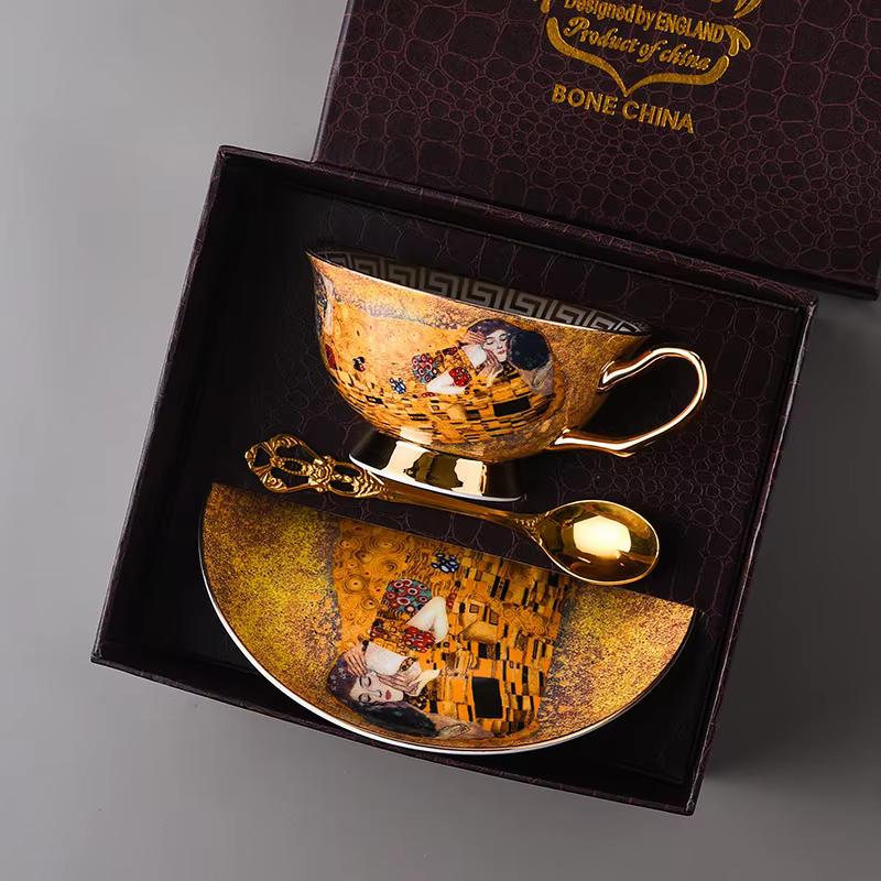 Klimt Kd'appareils Sophia-Ensemble de tasses à café en porcelaine de Chine, tasse à thé de luxe, tas