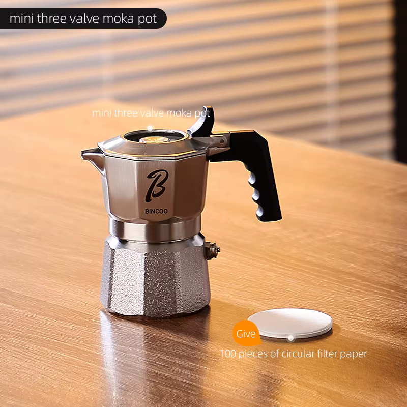 Bincoo – Mini cafetière professionnelle à 3 vannes, Construction en acier inoxydable 316, filtre hau