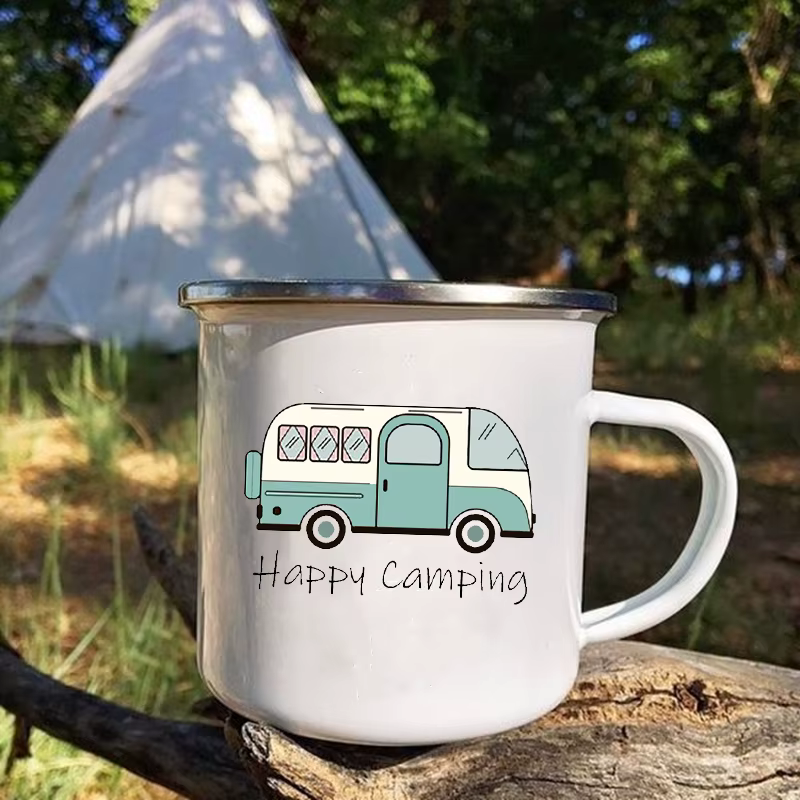 Tasse à café créative pour camping-car, tasse à thé de voyage, lait, vin, Camping, tasses en émail, 
