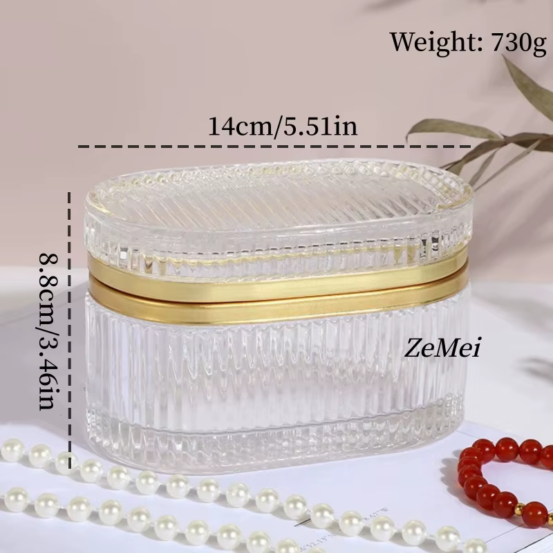 Pot de rangement en verre, organiseur de bijoux, pot à bonbons en verre, avec couvercle, boîte anti-