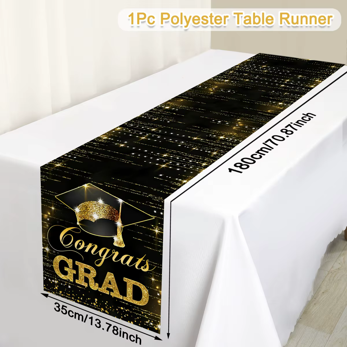 Chemin de table et nappe de table pour la promotion 2026, thème Joyeux Remise de Diplôme, Décoration