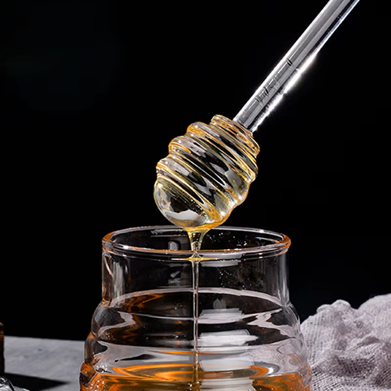 Cuillère à miel en verre de 6 pouces, 1 pièce, distributeur de sirop, anciers pour pot, accessoires 