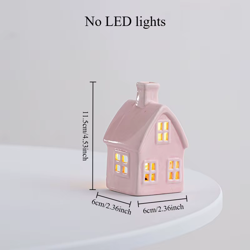 Décoration de noël porcelaine Miniature maison de Village lumière LED céramique château modèle maiso