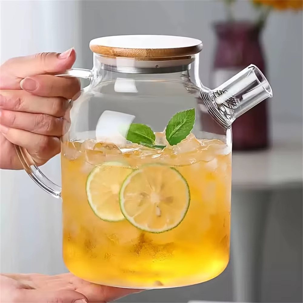 Théière en verre de grande capacité 1L/1,8 l, bouilloire résistante aux hautes températures pour jus