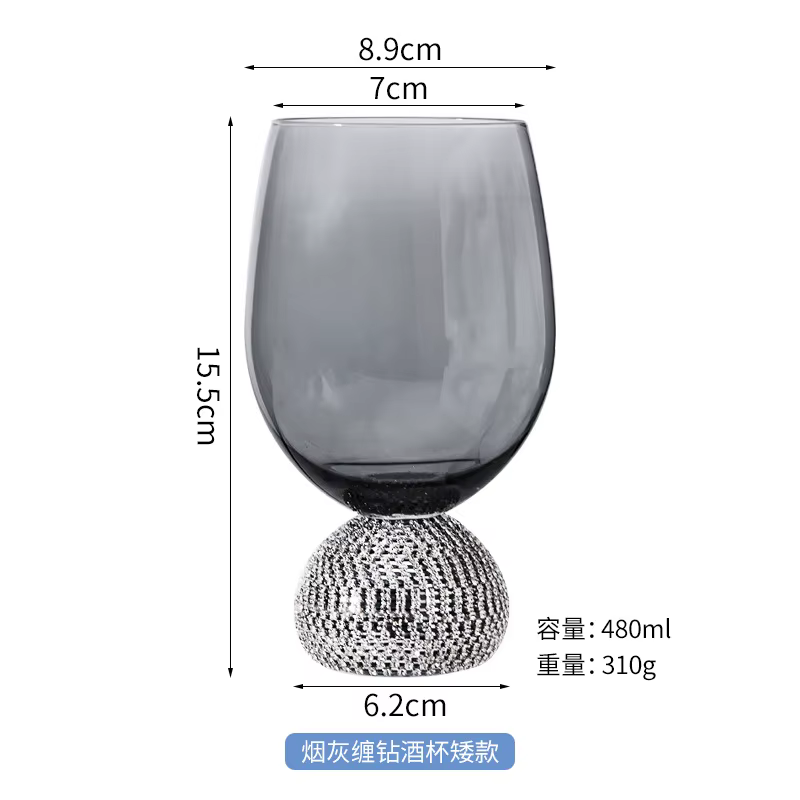 Verre de cristal peint à la main, gobelet à fleurs, verre à vin rouge, verre à vin Antique chinois