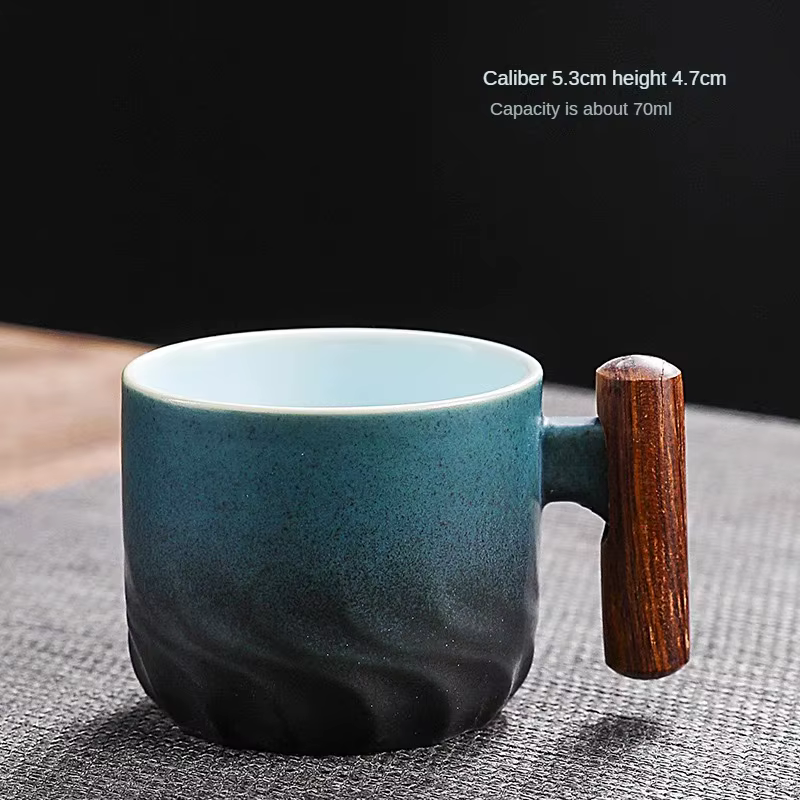 Tasse à café créative faite à la main, exquise, Vintage, avec manche en bois, tasses, verres, cuisin