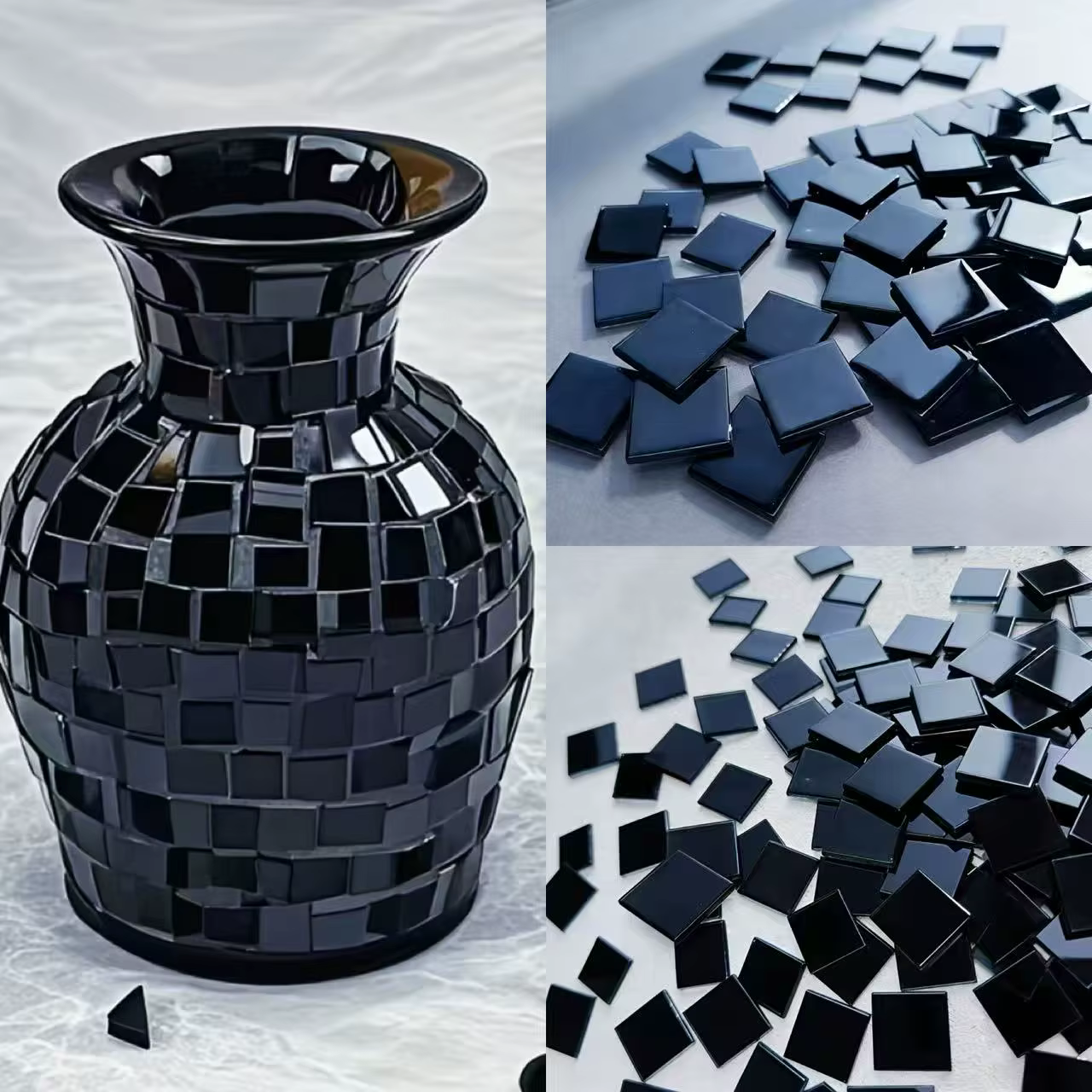 100/200 grammes de mosaïque en verre, morceaux de verre noir 2,5*2,5, adaptés aux matériaux de décor