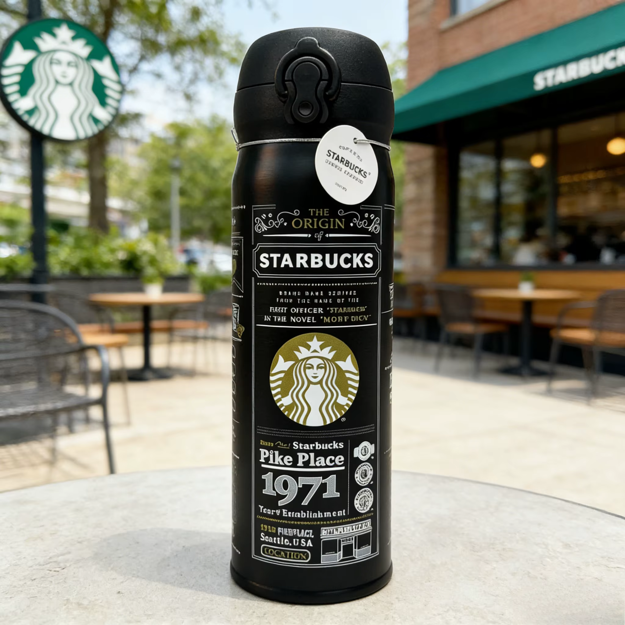 Starbucks 1971 Heritage Series – Tasse isotherme noire et blanche, collection de tasses isolées, cad