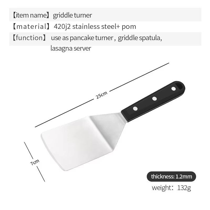 Spatule de plaque en acier inoxydable, tourneur de crêpes, Hamburger, Smasher, grattoir, tourneur de