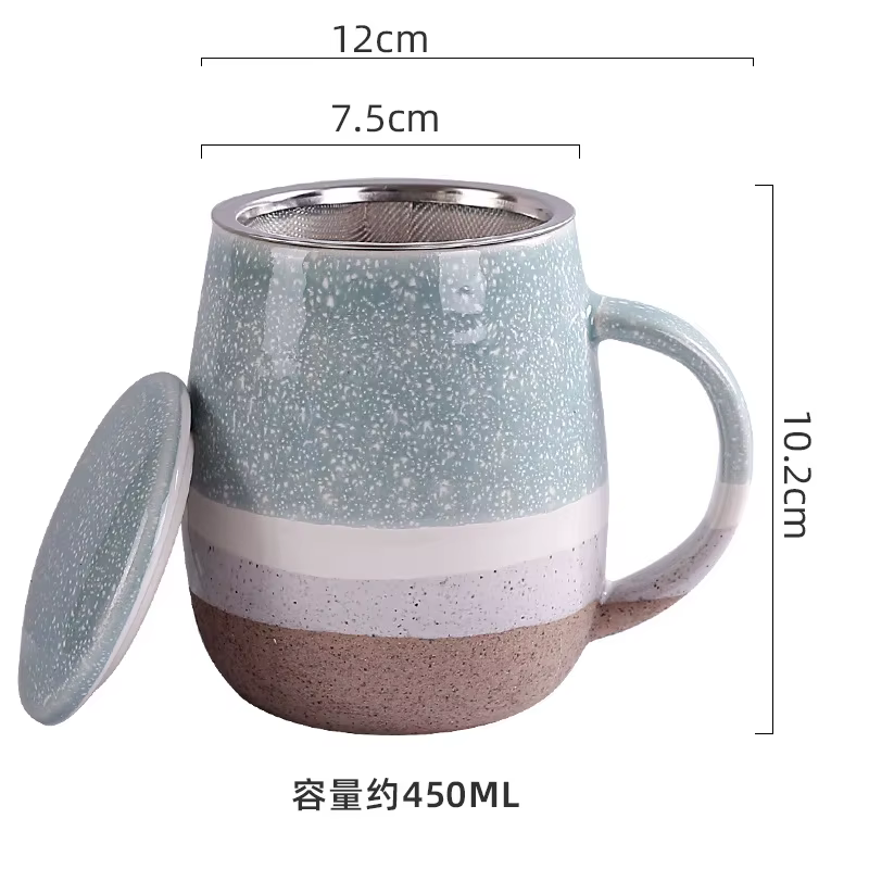 Tasses à café en céramique japonais avec couvercle, pour la maison, le petit déjeuner, le bureau, le