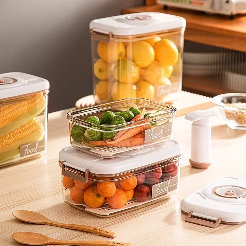 Boîte de conservation sous vide, récipient hermétique, grande capacité, distributeur de nourriture,