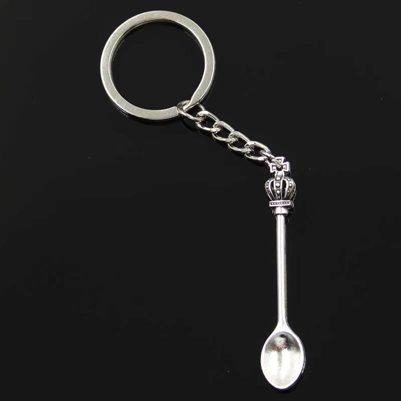 Mini Cuillère avec Porte-Clés pour Dessert, Petite Cuillère de Cuisine Vintage, Cadeau Pendentif DIY