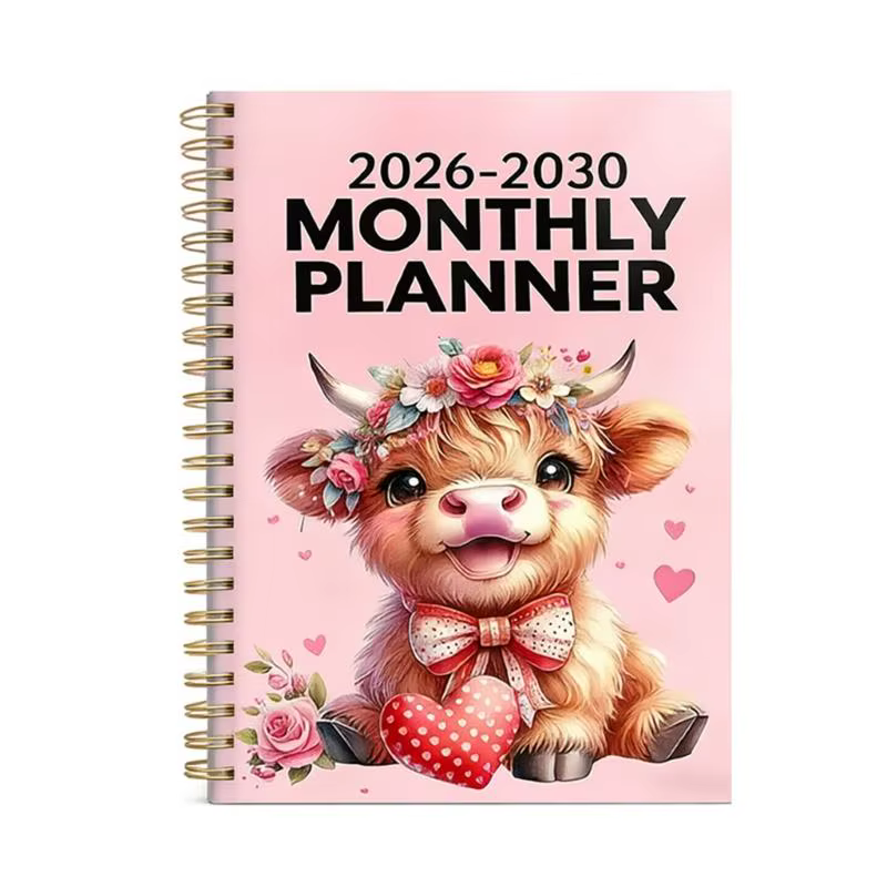 31BA 2026-2030 Livre planification quinquennal avec pages mensuelles lignées, papier intérieur 100GS