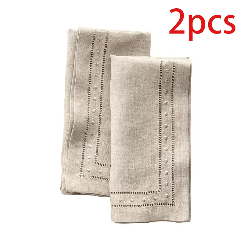 Ensemble de serviettes en lin 45*45cm, lot de 2/4/6, serviettes en lin naturel et bleu marine, servi