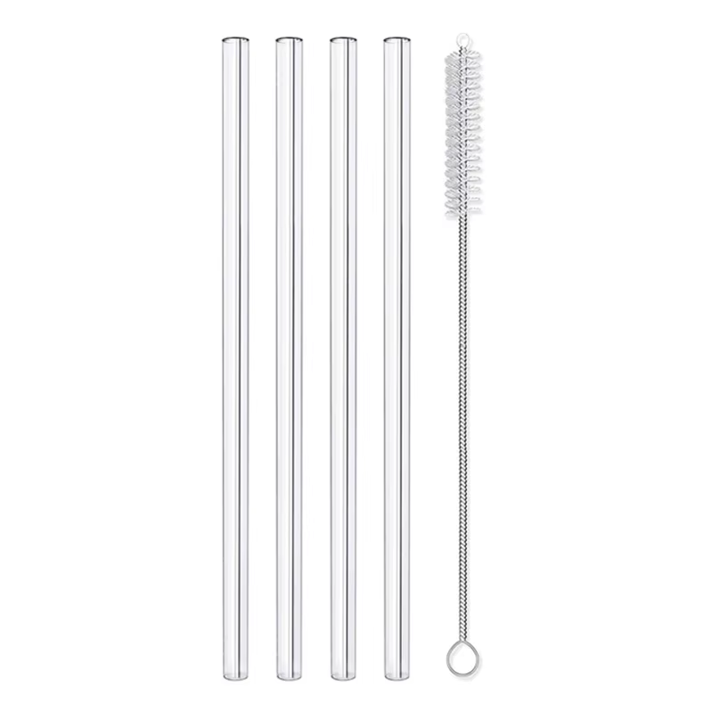 Pailles réutilisables en verre transparent, ensemble de verres pour boissons, jus, thé, Smunvétérans