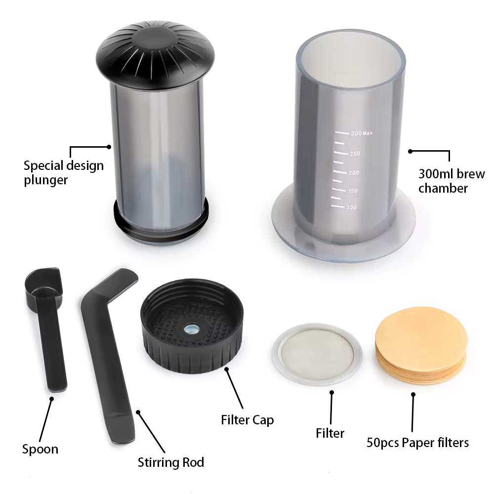 Nouvelle machine à café expresso portable de 300 ml, cafetière à piston française avec kit de filtre