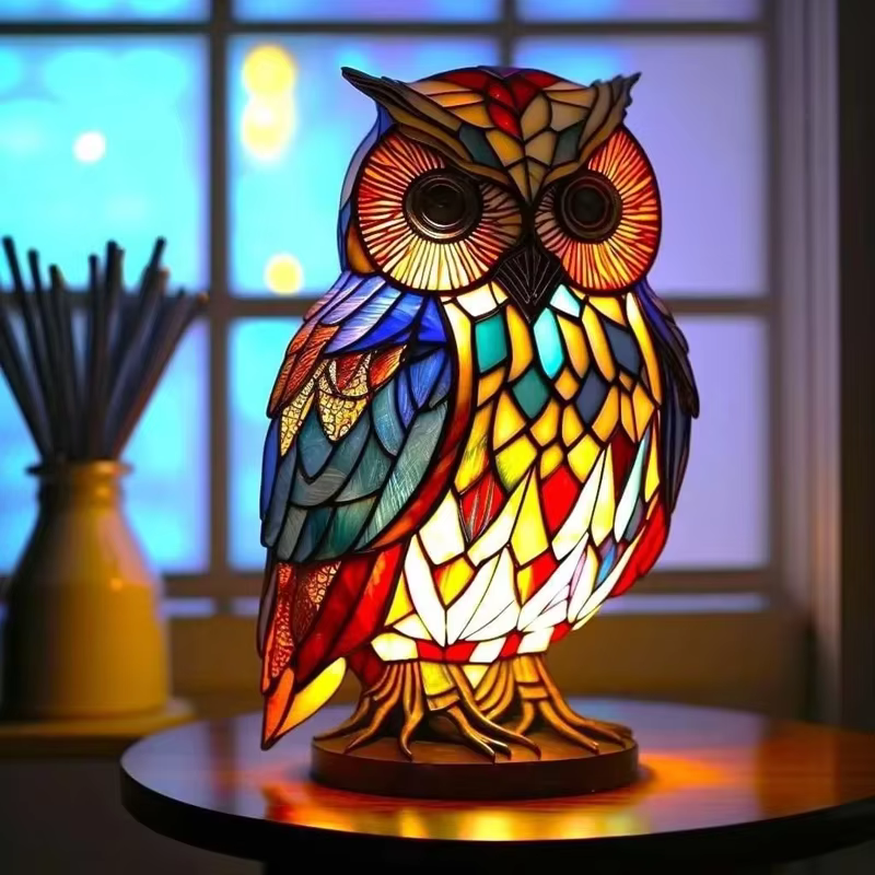 Lampe de Table en verre peint en résine créative, Simulation d'animal, ornements décoratifs pour la 