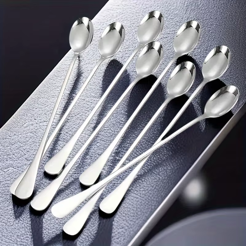 Cuillère à café à glace à Long manche en acier inoxydable, cuillère à café, cuillère à remuer la crè