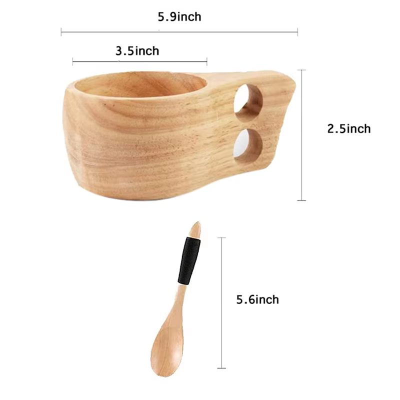 ABUN-8Pack tasse en bois de Style nordique Kuksa tasse Portable Camping en plein air tasse à boire t