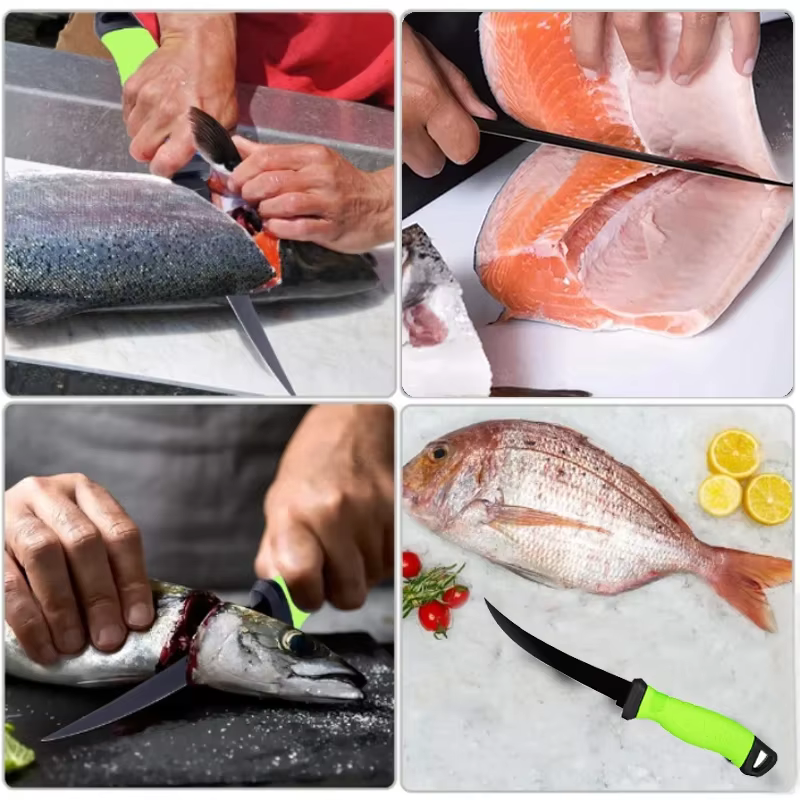 Couteau à désosser pour filet en acier inoxydable, pour poisson, couperet à viande polyvalent, coute