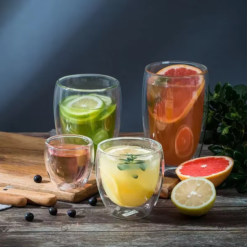 Tasse en verre borosilicaté à double paroi, haute teneur en borosilicate, degré de chaleur, thé, lai