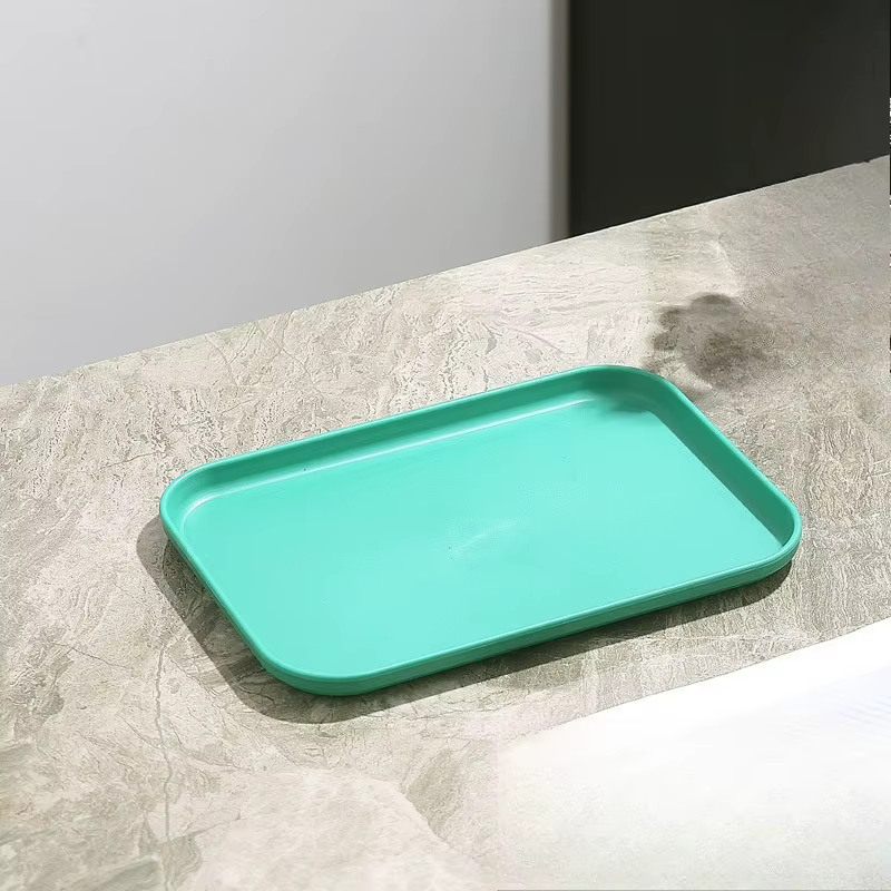 Plateau en plastique Simple de couleur unie, plaque Anti-chute épaisse pour la maternelle, assiette 