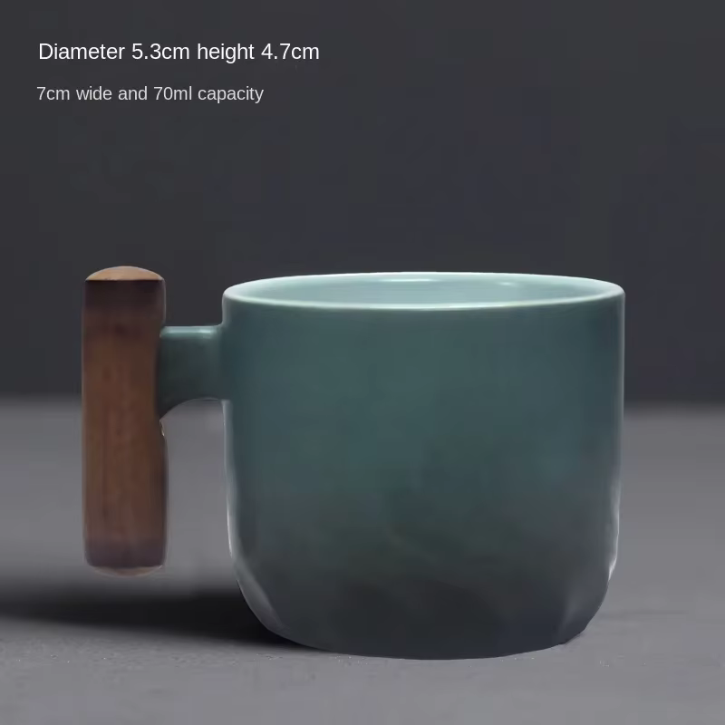 Tasses à café exquises créatives faites à la main, tasses à café Vintage avec manche en bois, tasses