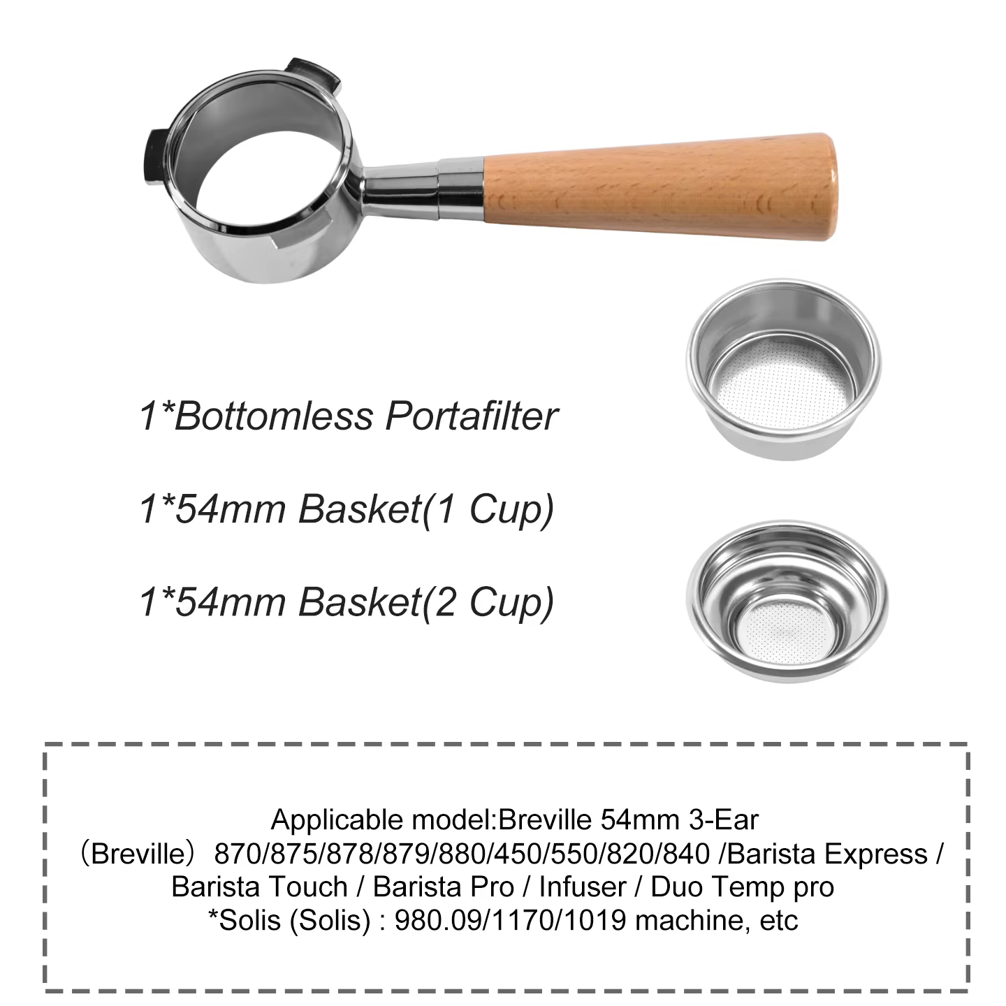 Porte-filtre à café sans fond de 54mm, pour Breville Sage 870 878 879, panier filtrant, accessoires