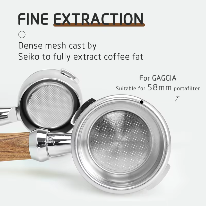 Porte-filtre à café 58mm, porte-filtre sans fond pour Gaggia, manche classique en bois massif, outil