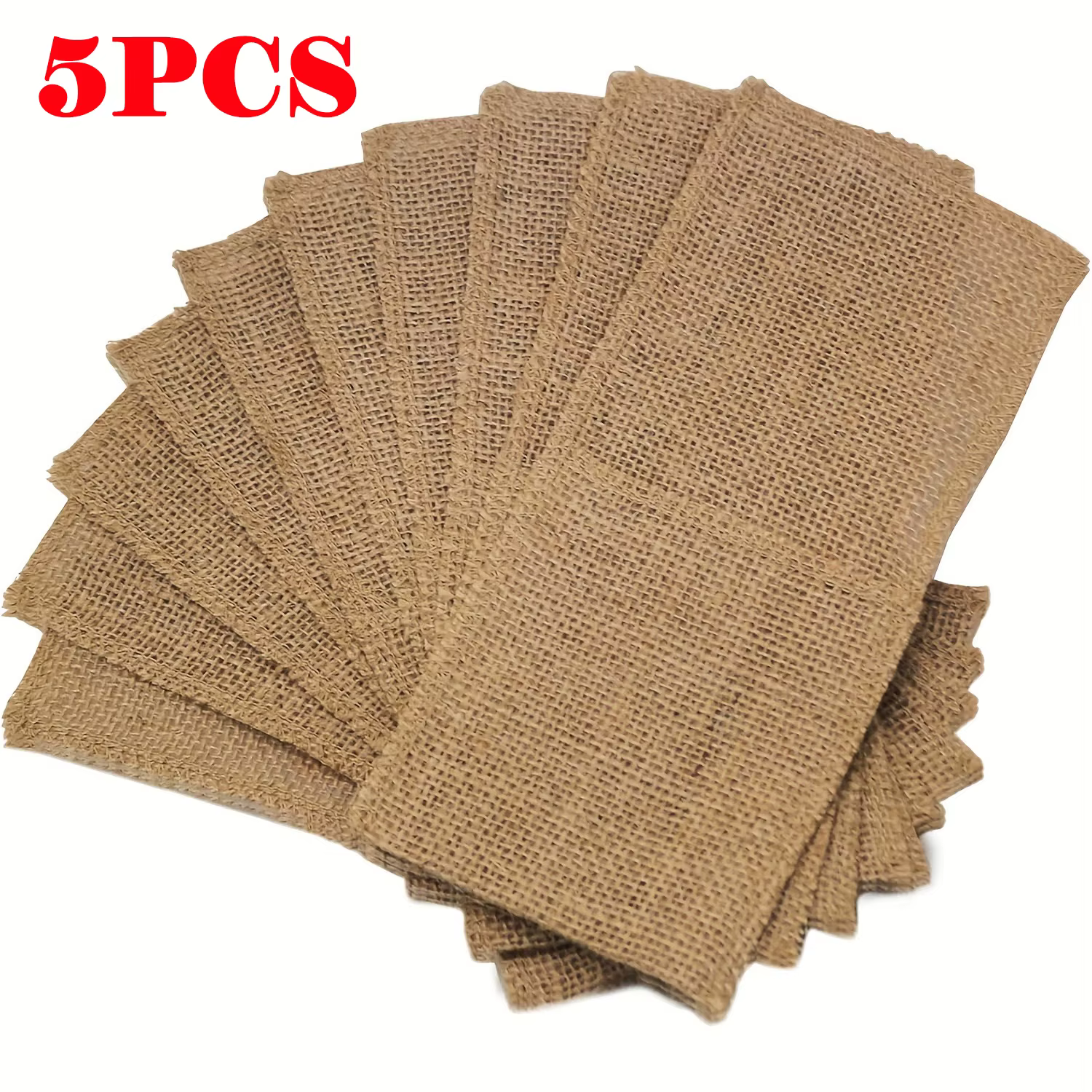 Pochettes à couverts en Jute naturelle, 5 pièces, pochette à couverts en toile de jute, sac de suppo