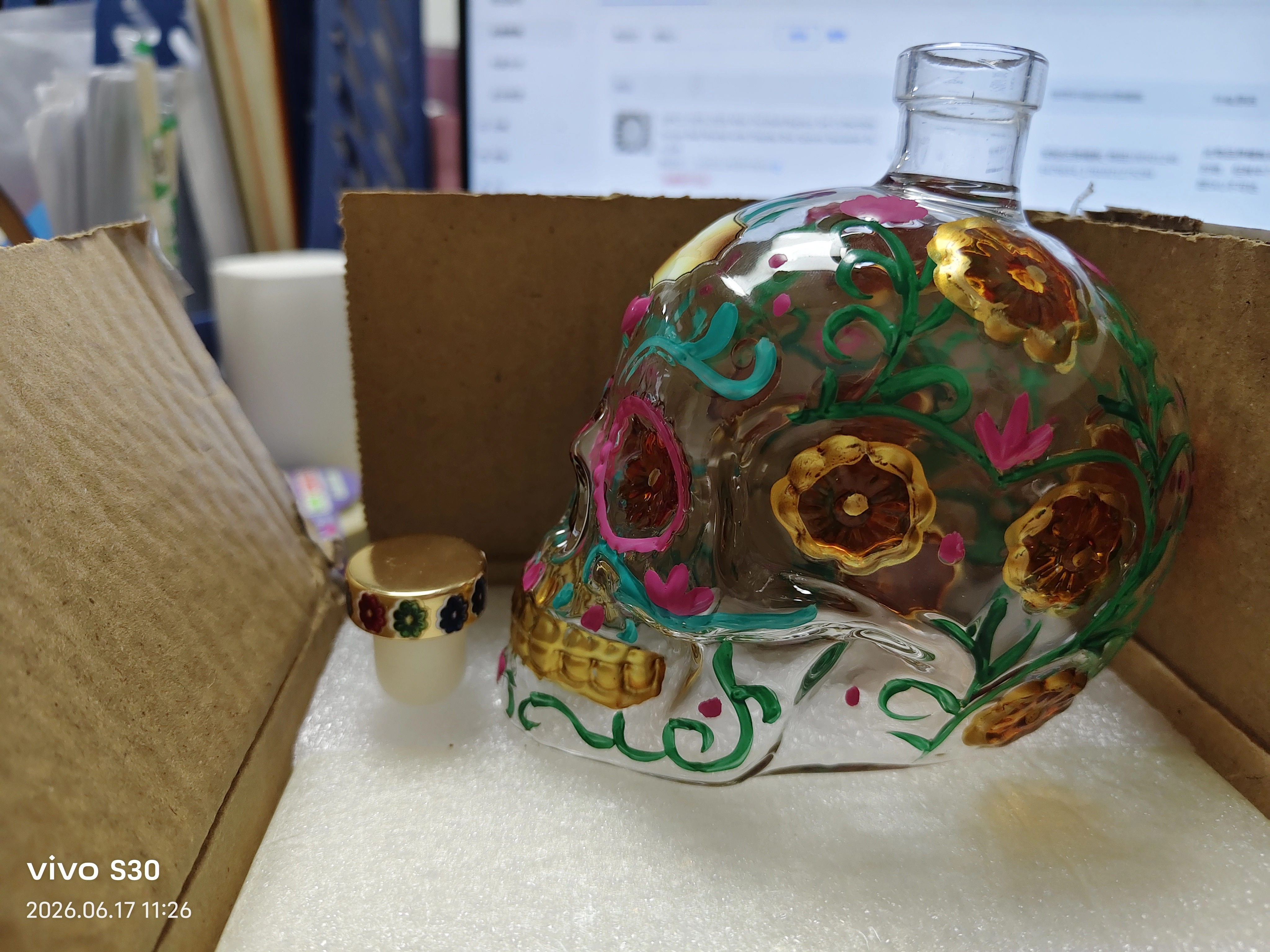 Carafe à whisky Sugar Skull, bouteille en verre pour le Jour des Morts, décoration de bar et de mais