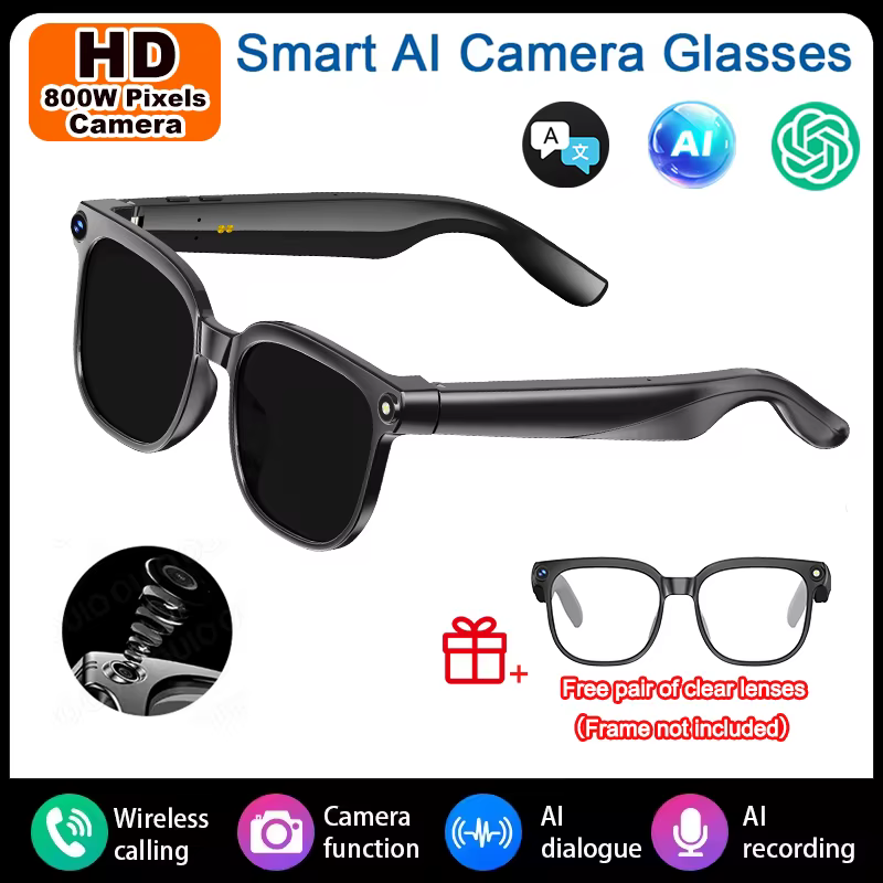 Lunettes intelligentes nouvelle technologie, assistant linguistique IA, enregistrement audio et vidé