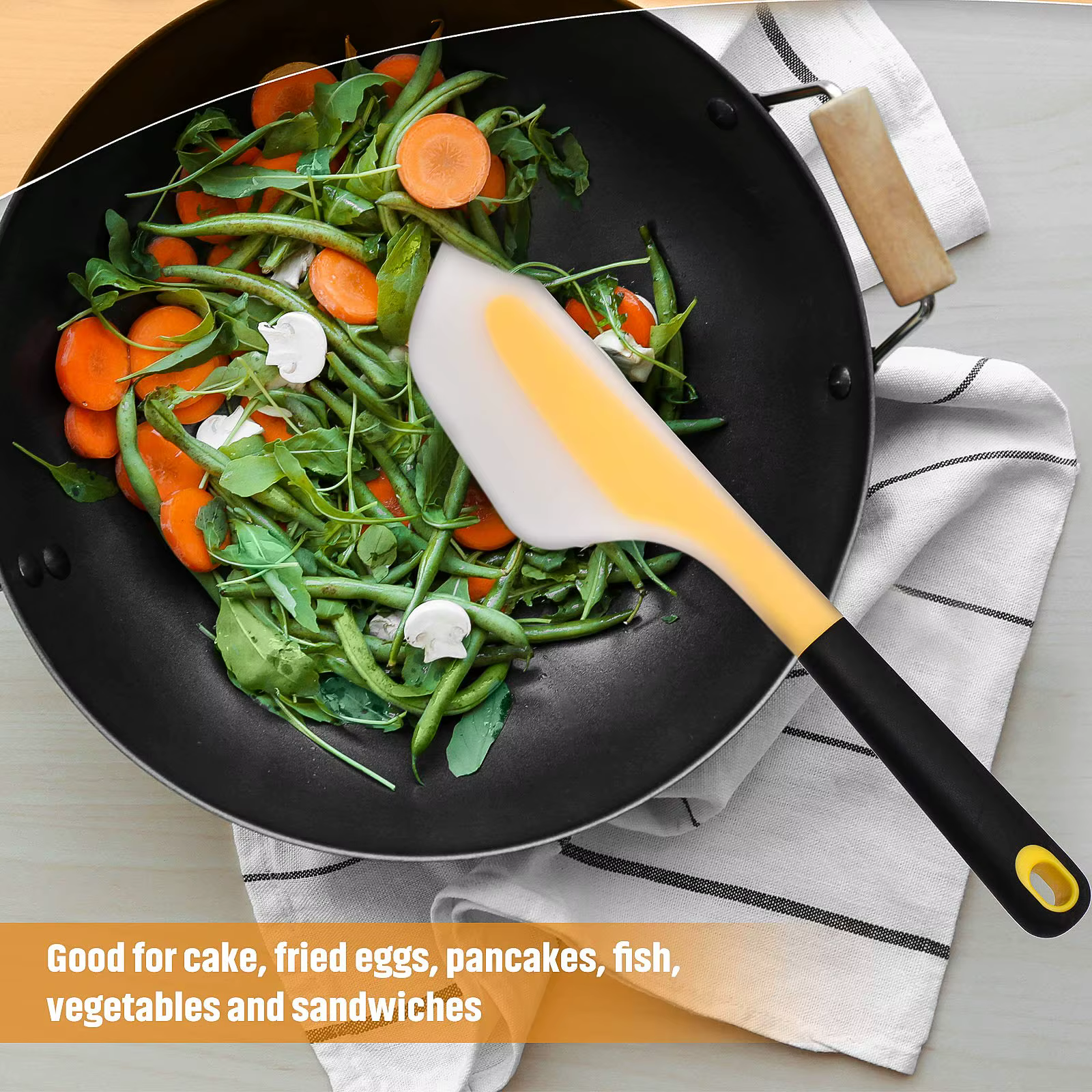 Spatule à Omelette antiadhésive de 33cm, tourneur de crème à gâteau, grattoir à beurre, mélange de f