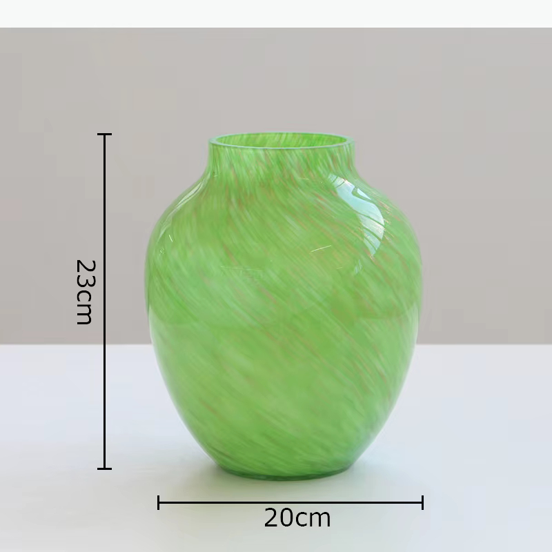 Vase en verre vert peint, artisanat créatif, pots à fleurs, décoration de table, arrangement de fleu